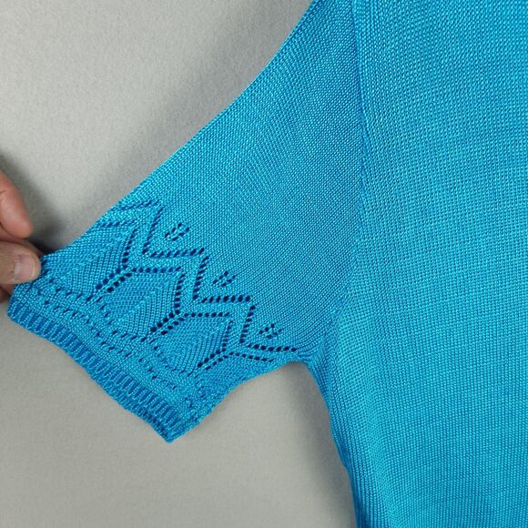 Carol Little Knitwear Sweater Women Med Cotton/Rayon Bright Blue 305744F - Picture 4 of 8